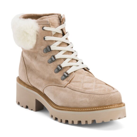 JOHNSTON AND MURPHY Made In Brazil Leather Emmalynn Quilted Hiker Boots - Picture 1 of 3